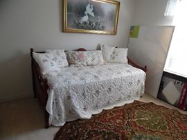 Trundle bed with wood frame