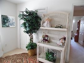 Cane Etagere with glass shelves