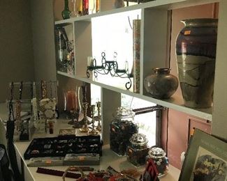 Jewelry and small collectibles! The 3 jars of marbles have been removed from the sale along with the small carved whale by the estate!