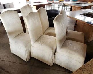 6 White Padded Dining chairs