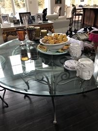 Round glass top entrance table 