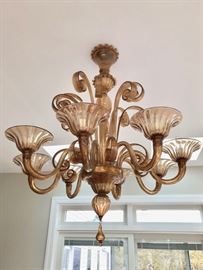 Vintage Murano chandelier, smokey root beer color 