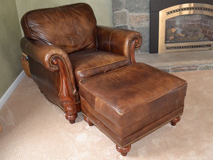 Bradington Young leather chair and ottoman