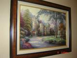 DBL SIGNED "BEYOND SUMMER GATE" 24X36 S/N LIMITED FRAMED THOMAS KINKADE CANVAS