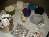 vintage hats, buttons