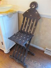 Syrian inlaid prayer chair