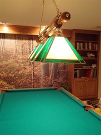 STAINED GLASS BILLARD BRASS LIGHT