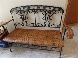 METAL & WICKER BENCH