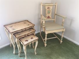 Nesting tables, side chair