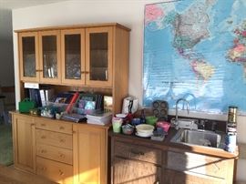 Two piece contemporary China cabinet, office supplies