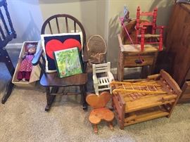 Wooden children’s toys,high chair, bunk bed, rocking chair