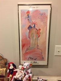 Peter Max Statue if Liberty Corcoran Gallery poster art, framed & signed