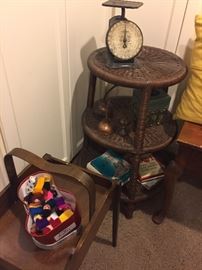 Round rattan three tier table