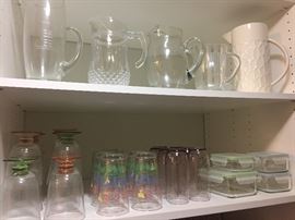 Pitchers, glassware, Easter pint glasses