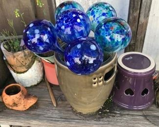 Blue Glass Plant Balls