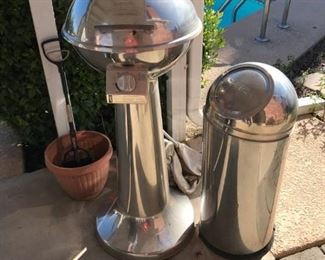 Stainless Barbecue Grill and Trash Can