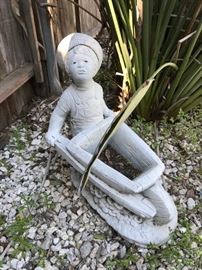 Statuary little boy w/wheel barrel