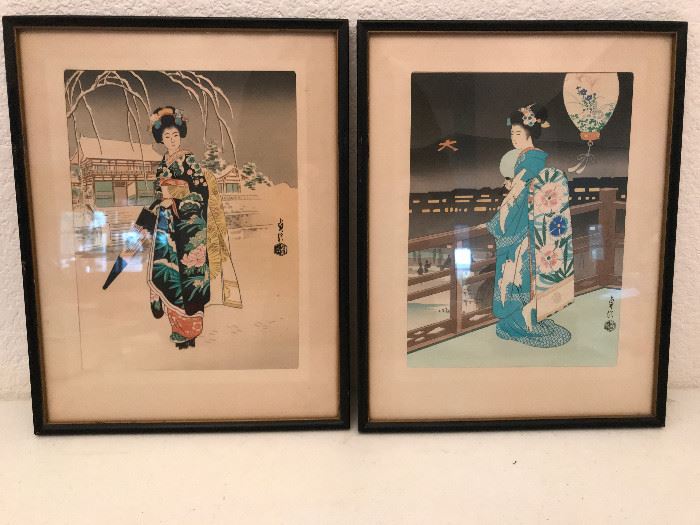 Framed Art-Japanese Geisha girls