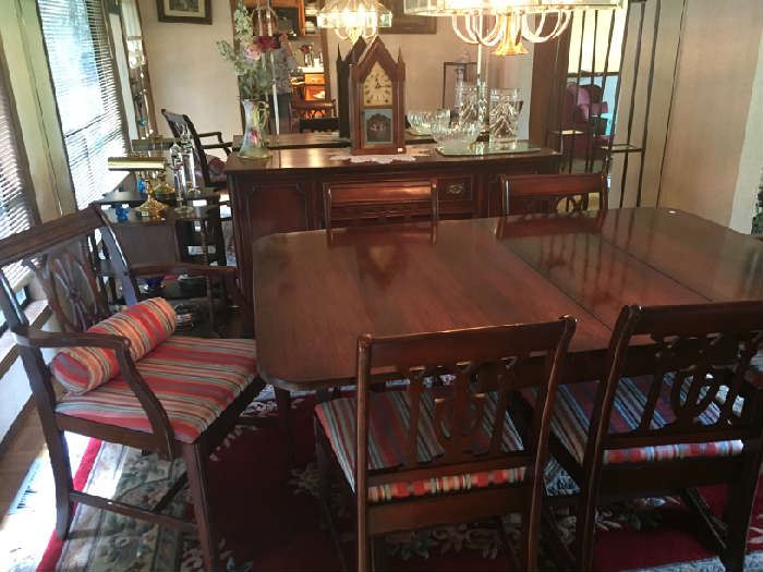 Dining room table, leaves, pads $150   Buffet $145