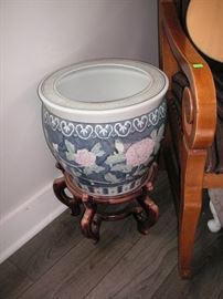 Chinese large jardiniere on stand - two of these