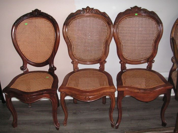 Cane balloon back carved chairs