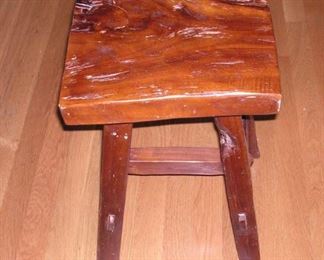 Handmade wood slab stool