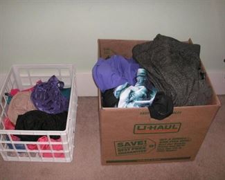 Crate of bras and box of active wear