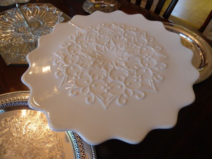 Fenton "Spanish Lace" Milk Glass Cake Stand