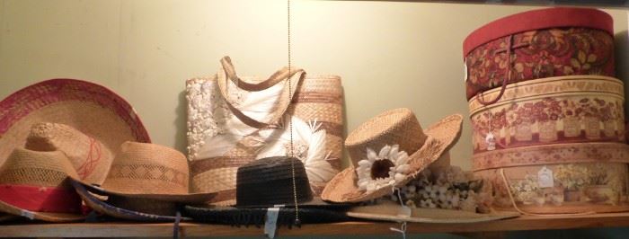 Straw hats, hat boxes, etc