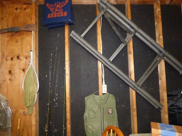 Fishing poles, nets, Deer Stand, etc