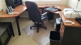 office furniture - corner desk with matching filing cabinets and desk extension at left. Comes apart and is ready to go!