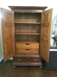 Wardrobe with the doors open 