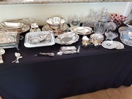 selection of silver plate serving pieces