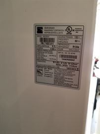 label from Kenmore Fridge  