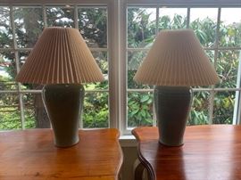 Simon Pearce crackled ceramic table lamps