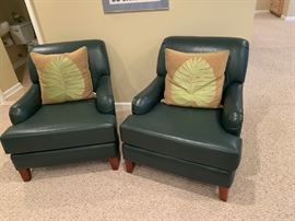 green leather club chairs