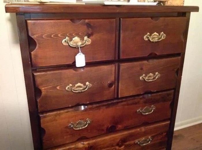 Vintage all wood five drawers chest of drawers