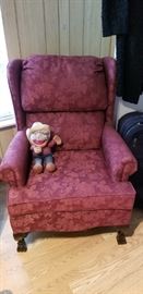 Claw foot wingback chair