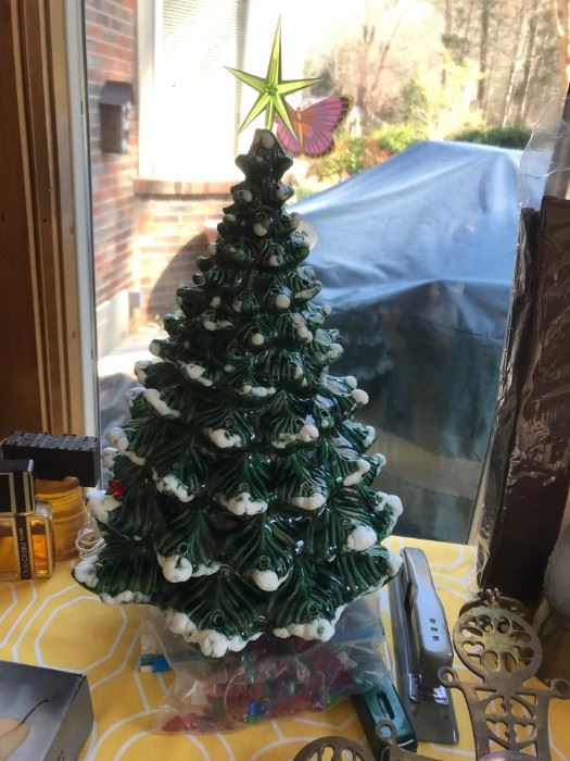 #4 Ceramic Christmas Tree w/base & Lights 20" tall $65.00
