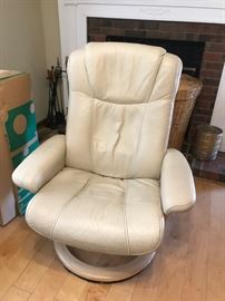 #10 Cream Larger Stress-style chair w/ottoman $175.00
