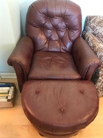 #20 Leather Burgandy Chair/Ottoman Braddington -Young Brand $300.00
