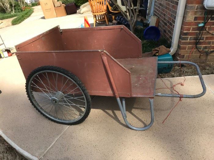 #76 Red pull-cart w/bicycle wheels $50.00
