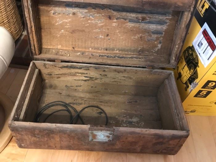#96 Old Wooden camel back trunk - very old 27x14x14 $30.00
