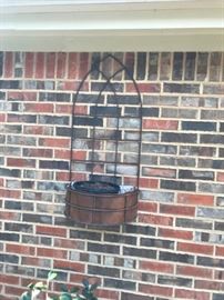 #127 patio Arche tall wall hanging plant stand w grass pot $35.00
