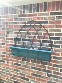 #126 arche metal wall hanging plant stand w green pot (2) @ 35.00 EACH
