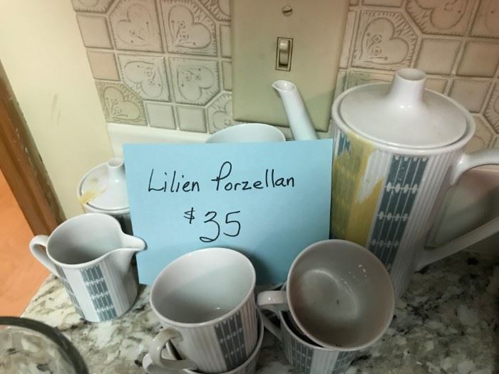 #120 Lilien Porzellan coffee pot cups sugar creamer $35.00