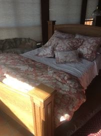 Beautiful Hand Made Oak Queen Bed. $500 Bed frame and Mattress included. 