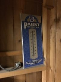 Vintage Pabst Blue Ribbon Beer Sign Thermometer 