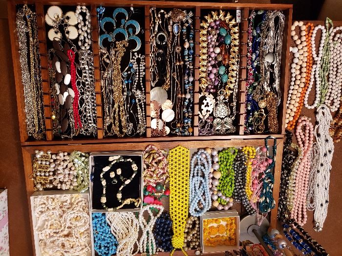 Sampling of More Necklaces - SO much more Vintage Jewelry to come! Pins, Brooches, Crosses and Religious Items, Pendants, Tons of Earrings ~ clip and pierced, Cuff links, Specialty Items like an Antique Ivory and Jade Necklace and Earring Set!!