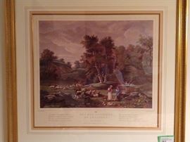 Nicely framed/filleted/matted hand colored lithograph of Swiss Lausanne.